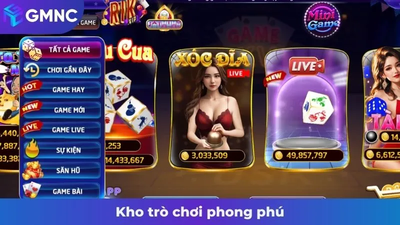 Kho trò chơi phong phú